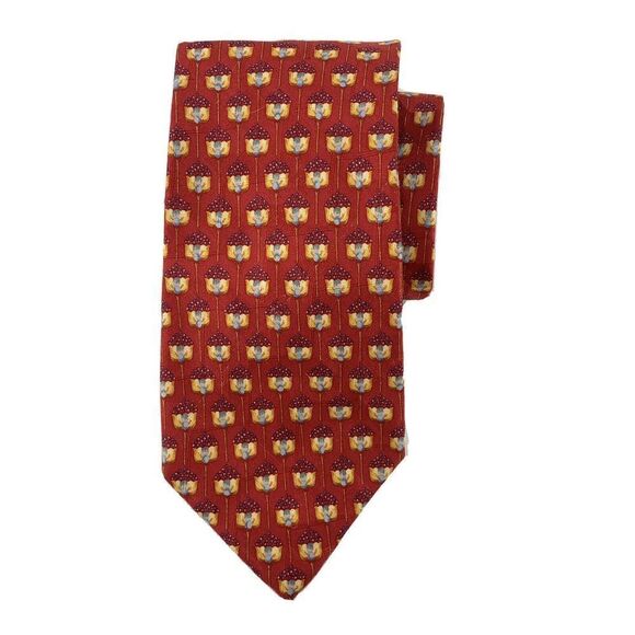 Ermenegildo Zegna Red Floral Silk Tie - Picture 1 of 6